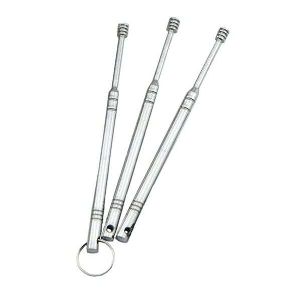 Stainless Steel Ear Wax Cleaning Spoon Portable Earpick With a Key Hole Rims Curette Remover Ear Cleaner Scoop Spiral Tool