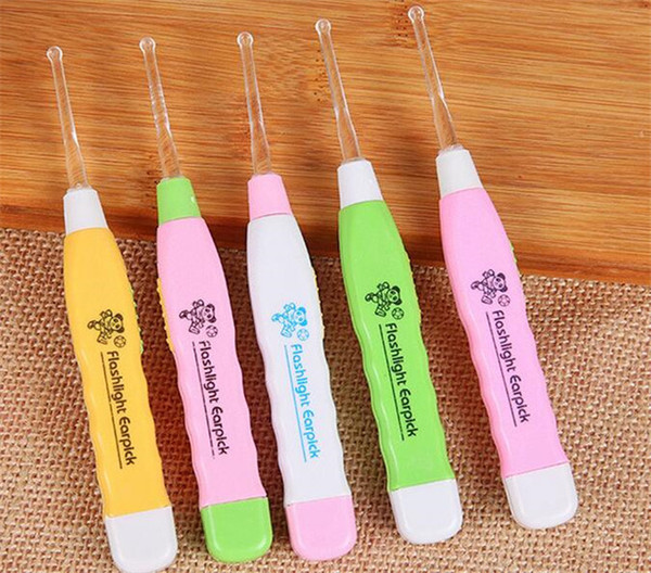 200pcs Ear Cleanser Earwax Spoon Clean LED Light Flashlight Earpick X116