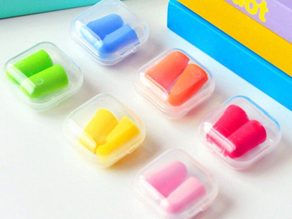 500Pairs/lot Free Shipping Soft Foam Ear Plugs Tapered Travel Sleep Noise Prevention Earplugs Random colors With retail box