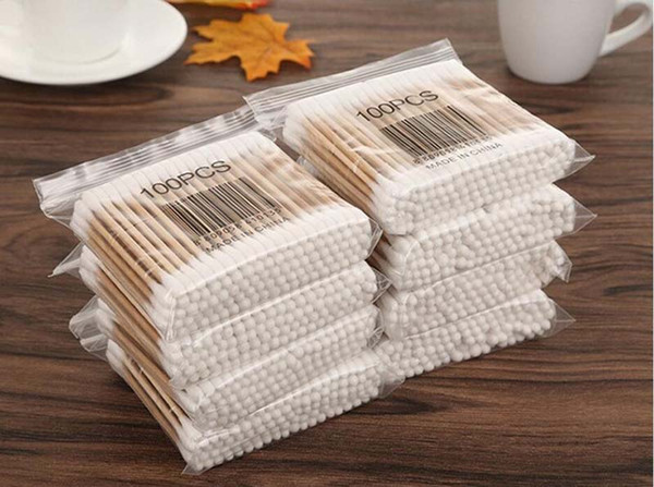 100 Pieces Of Color Double End Cotton Swab Cotton Swab Cotton Swab Makeup Remover Package Mail