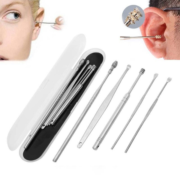 5 Pcs/Set Stainless Steel Spiral Ear Pick Spoon Ear Wax Removal Cleaner Kit 2018 New Arrival High Quality