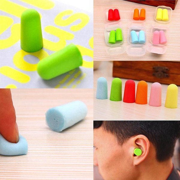 Hot Random color Colour Memory Foam Soft Ear Plugs Sleep Work Travel Plane Earplugs Noise Reducer Ear Protector