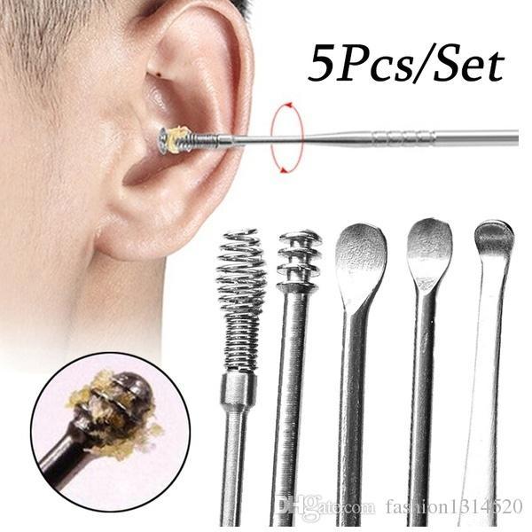 5 Pcs/Set Pick Spoon Ear Wax Removal Cleaner Ear Care Beauty Tools Multifunction Portable Ear Pick Beauty Tool Kit With Box