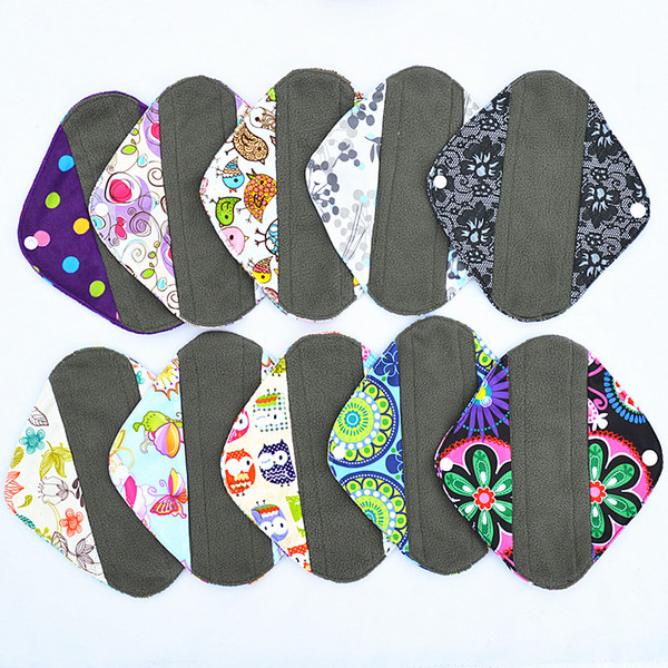 [Sigzagor]Panty Liner Reusable Washable Charcoal Bamboo Cloth Pad, Cloth Menstrual Sanitary Maternity Mama Pad, Small,S, 8in,25 Designs