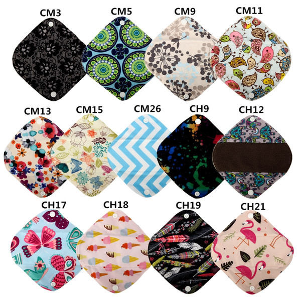 [Sigzagor]XS Panty Liner Reusable Washable Charcoal Bamboo Cloth Pad,Cloth Menstrual Sanitary Maternity Mama Pad,7in,10 Designs