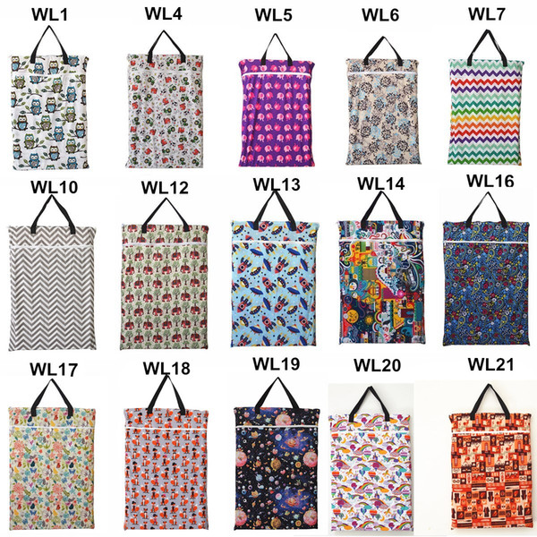 Sigzagor Large Hanging Wet/Dry Pail Bag for Cloth Diaper,Inserts,Nappy,Laundry With Two Zippered Waterproof, Reusable,19 Choice