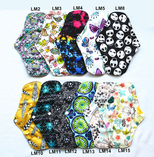 [Sigzagor]Long Panty Liner Reusable Washable Charcoal Bamboo Cloth Pad,Cloth Menstrual Sanitary Maternity Mama Pad,10inch, 11 Designs