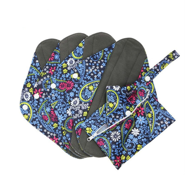 OEM | 5Pcs Sanitary Pad, Reusable Washable Cloth Menstrual Pads/Panty Liners with Wet Bag,Soft and Comfortable(8inch &10inch&12inch)