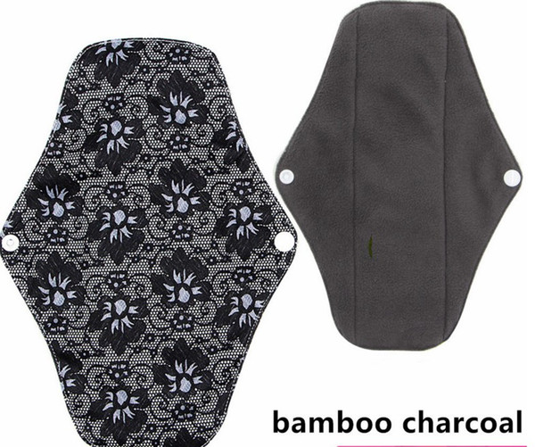 CHARCOAL BAMBOO Cloth Menstrual Sanitary Maternity Mama Pads Reusable Washable 10