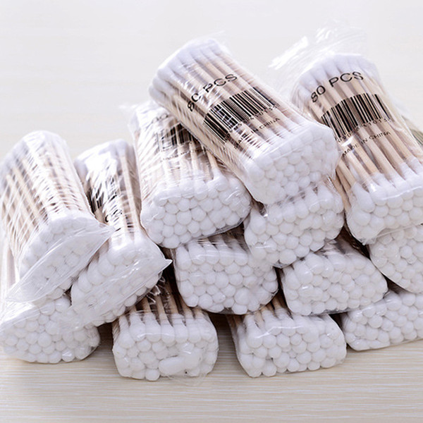 New Cosmetic Double Head Wood Cotton Swabs Stick Buds Tip for Medical Cure Health Beauty Disposable Bud Repair Tools