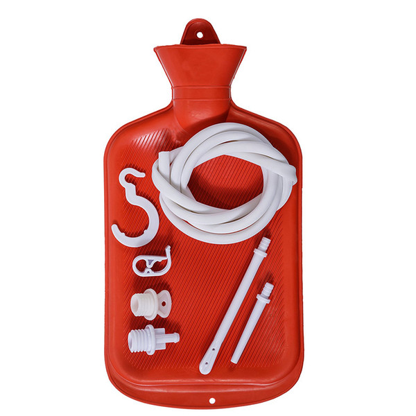 Red Enema Bag Clean Anal Silicone Douche for Men & Women BPA Free (2 Quart) Hot Water Bottle - Coffee Douche Home Adult Enema Kit