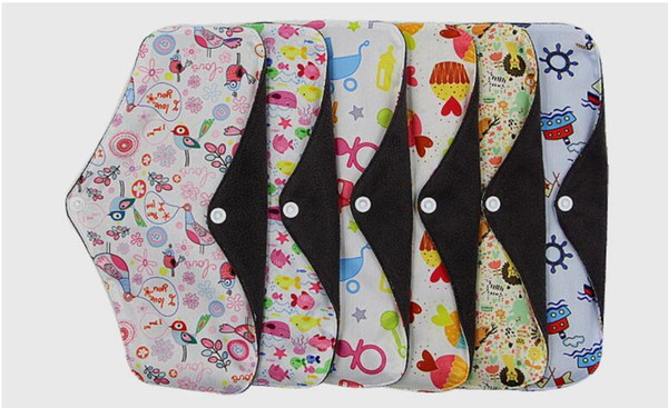 18*25cm 5Pcs Reusable Sanitary Pads Organic Bamboo Charcoal Inner Super Absorbent Menstrual Pad Cloth Sanitary Postpartum Sanitary Napkin