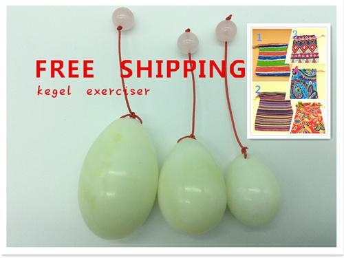 FREE SHIPPING natural jade egg for Kegel Exercise 3pcs in one sets pelvic floor muscles vaginal exercise jade eggs yoni egg ben wa ball