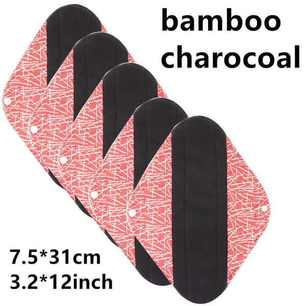 OEM | Large 12 Inch Heavy Flow Charcoal Bamboo Mama Cloth/Menstrual Pads/Reusable Sanitary Pads/Bladder support&Incontinence pads