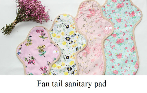 OEM Reusable regular Organic Cotton Menstrual Pads with Wings Organic Cotton No Allergy Reusable/Washable Pantyliners Pads,Set of 4