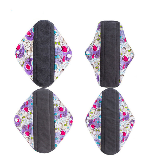 4sizes/lot Reusable Washable Waterproof Bamboo Charcoal Cloth Menstrual Sanitary Maternity Mama Pads