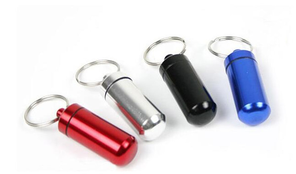 2000pcs/lot Fast shipping Colorful Mini Aluminum Waterproof micro Box Case Bottle Holder Container Keychain Keyring bottles