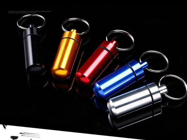 Waterproof Aluminum Pill Box Case Pill Organizer Metal Pill Box Silvery Aluminum Case Bottle Holder Keychains