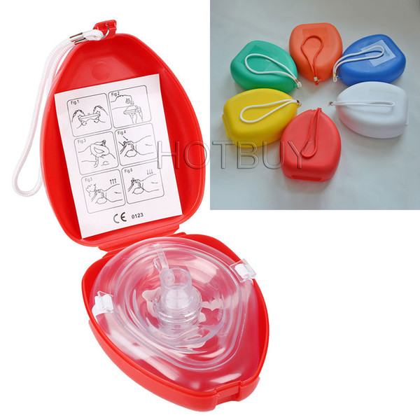 CPR Mask Resuscitator Rescue Mouth To Mouth With One-way Valve For First Aid Training Random Colors #4075