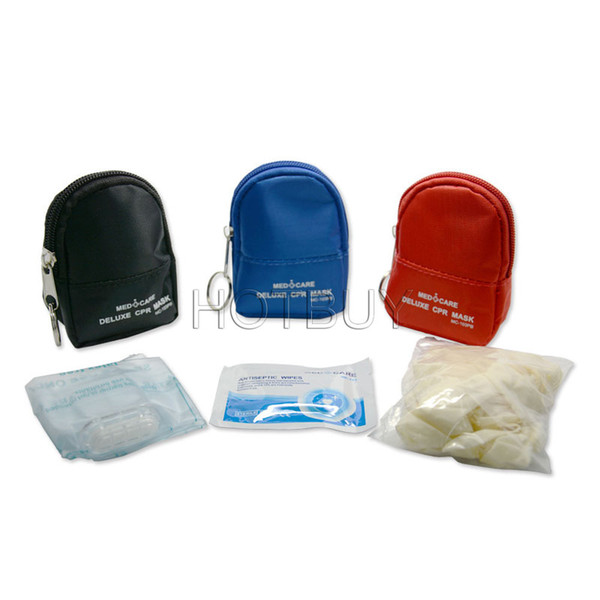 CPR One-way Vavle Rescue Face Mask Protect Gloves And Swabs CPR Emergency Mini Portable First Aid Kits #4073