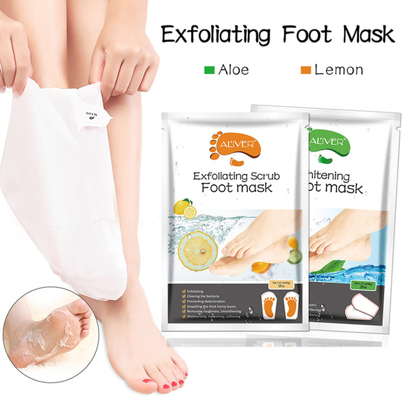 Lemon Aloe Foot Spa Treatments Foot Mask Socks Peel Off To Remove Dead Skin Moisturizing Health Foot Care 2 Pieces=1 Pair 54g