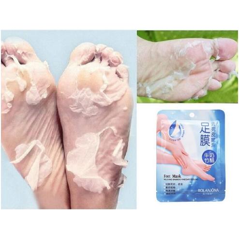 ROLANJONA feet mask Milk and Bamboo Vinegar Feet Mask Feet care Foot mask Foot skin Peeling Exfoliating regimen 2pcs=pair