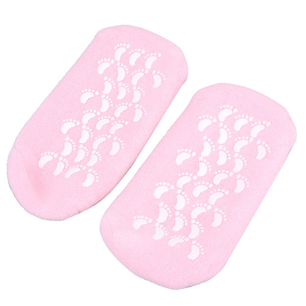 2018 hot Pink Feet Spa Gel Socks Moisturizing Soft Repair Cracked Foot Skin Treatment Socks for Women Foot Care Stretchable Socks