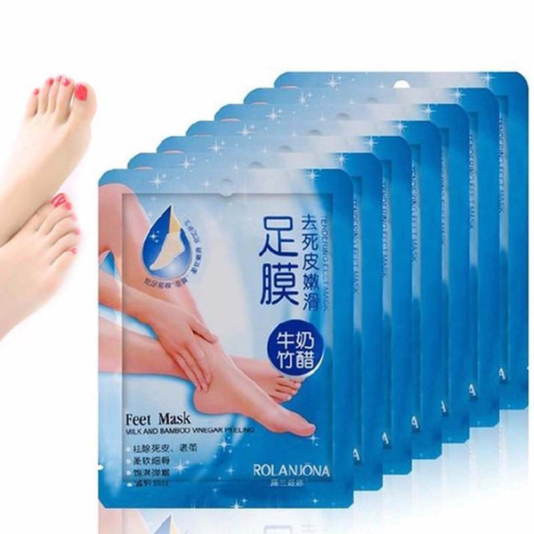 Rolanjona Feet Mask Milk and Bamboo Vinegar Feet Mask Skin Peeling Exfoliating Dry Dead Skin Remover Feet care 1lot=1pack=1pair=2pcs