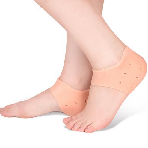 100Pair=200pcs New Silicone Moisturizing Gel Heel Socks Cracked Foot Skin Care Protectors with Small Holes