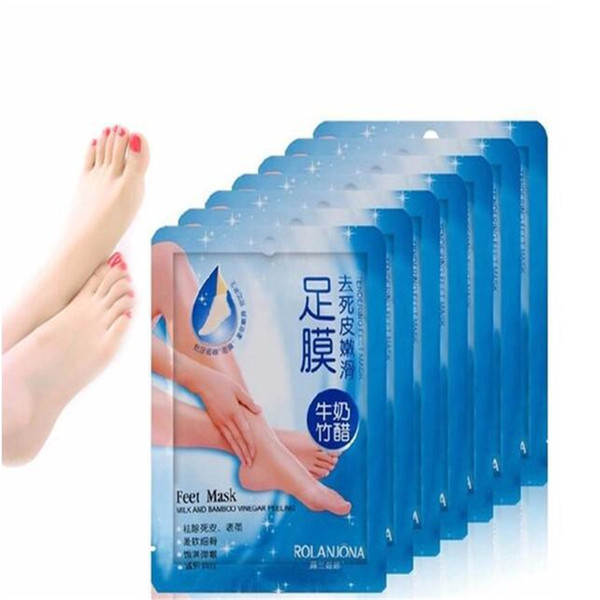 2017 New Rolanjona Milk Bamboo Vinegar Feet Mask Peeling Exfoliating Dead Skin Remove Professional Feet sox Mask Foot Care