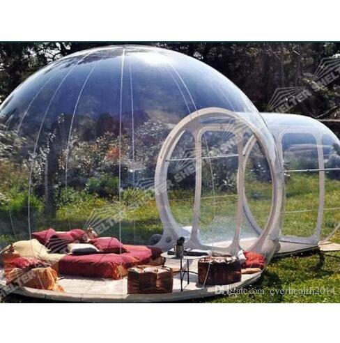 Inflatable Bubble Tent House Dome Outdoor Clear Show Room with 1 Tunnel for Camping for Photo Eco-Friendly Size:3mx5m (Diameter x Length)