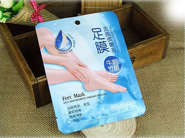 Rolanjona Milk Bamboo Vinegar Feet Mask Peeling Exfoliating Dead Skin Remove Professional Feet sox Mask Foot Care