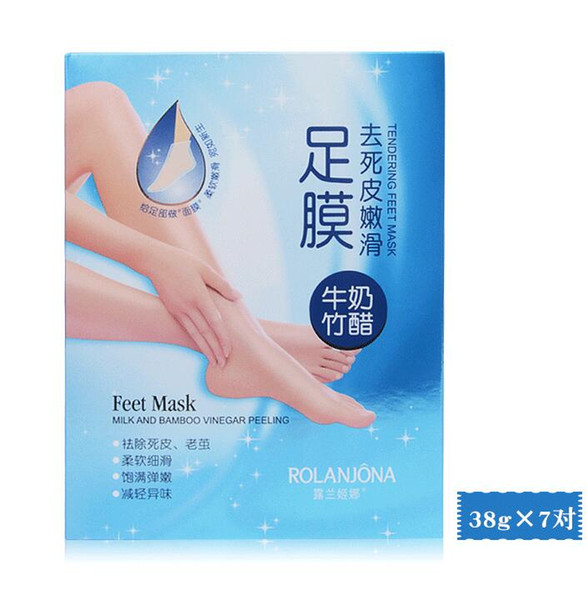 ROLANJONA feet mask Milk and Bamboo Vinegar Feet Mask Feet care whitening Foot mask Foot skin Peeling Exfoliating regimen DHL