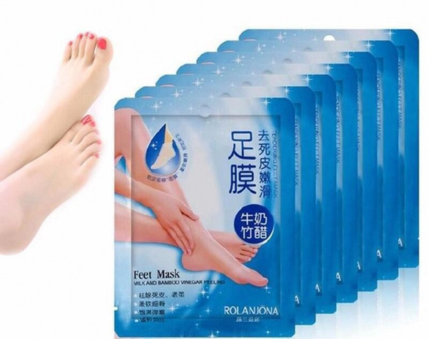 2016 New Rolanjona Milk Bamboo Vinegar Feet Mask Peeling Exfoliating Dead Skin Remove Professional Feet sox Mask Foot Care