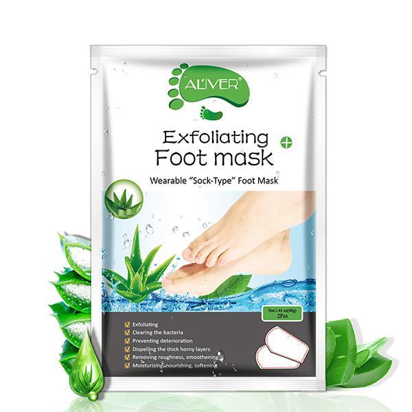 Foot Care Natural Aloe Whitening Exfoliating Foot Mask Silicone Heel Covering Socks Stripping Remove Dead Skin Foot Spa Treatment