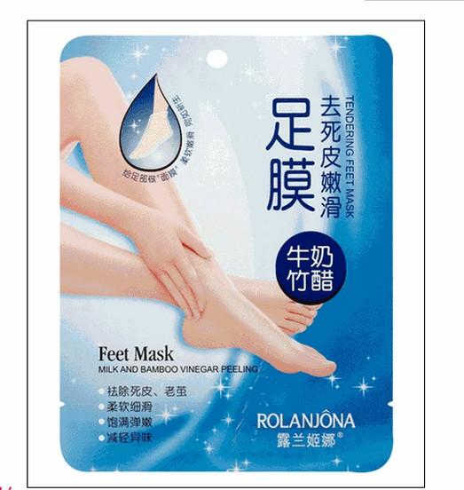 7Pairs/box ROLANJONA FOOT MASK Bamboo Vinegar Feet Mask Milk Membrane Foot care Chamfer Whitening and Moisturizing Exfoliating DHL