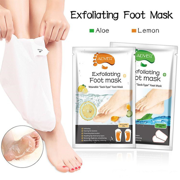 Lemon Aloe Foot Spa Treatment Foot Mask Socks Peel Off Dead Skin Removal Moisturizing Health Foot Care 2 Pieces=1 Pair 54g