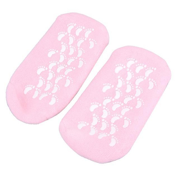 Pink Feet Spa Gel Socks Moisturizing Soft Repair Cracked Foot Skin Treatment Socks for Women Foot Care Stretchable Socks