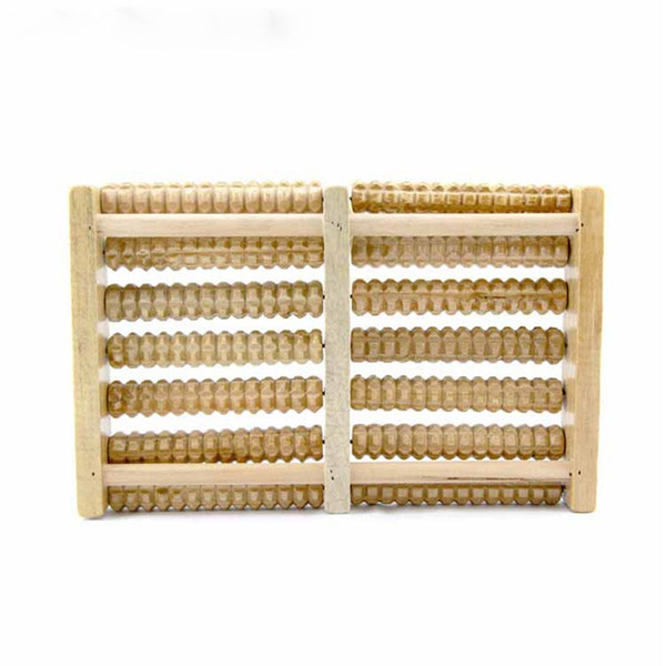 1pc 7 Rows Wooden Roller Foot Massage Reduce Stress Health Care Tool Wood Wheel Relaxation free shipping