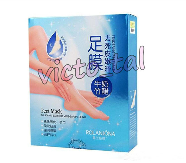 Rolanjona Milk Bamboo Vinegar Feet Mask Peeling Exfoliating Dead Skin Remove Professional Feet sox Mask Foot Care