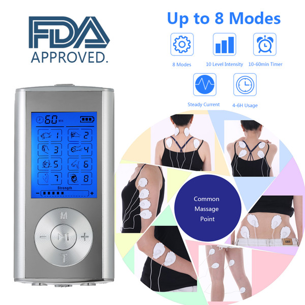 Carevas Massager Rechargeable Electric Machine 8 Modes Tens Unit Portable Pulse Massager Muscle Stimulator Therapy Body