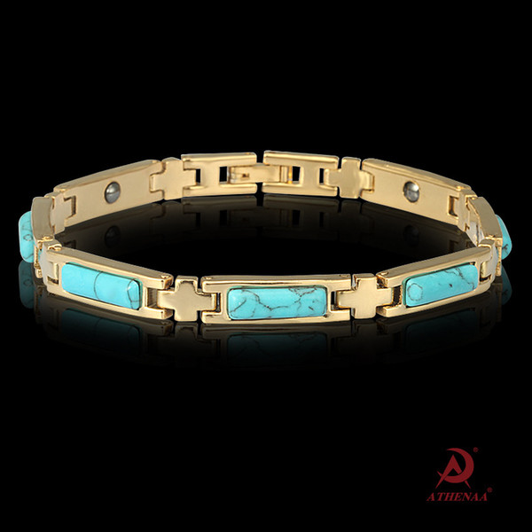 Opal Blue Turquoise Jewelry Inlaid Jewelry Fashion OL Magnet Ladies Bracelet-Random