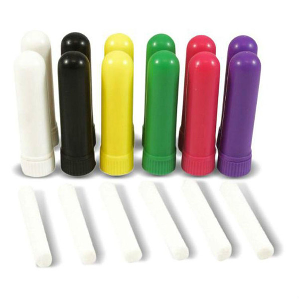 Portable 50 Pcs Blank Nasal Inhaler Sticks Plastic Blank Aroma Nasal Inhalers for DIY Essential Oil Best Quality Cotton Wicks