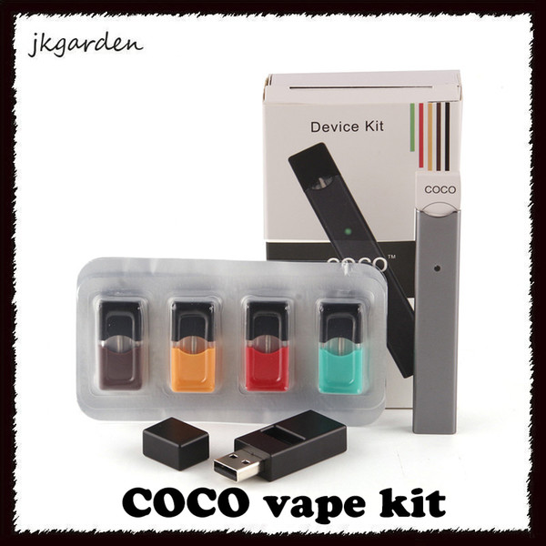 COCO SMOKING 220mAh Ultra Portable Vape Pen Starter Kit for JUUL VII Vapor pod Cartridge starter kit New arrived kit DHL 0268066-2