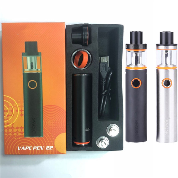 Vape Pen 22 Starter Kit With 0.3ohm Dual Core 1650mAh Battery 5ml Top-cap Filling Tank With LED Indicator E cig Kits