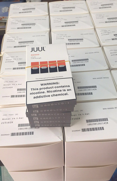 JUUL Pods New Package 8 flavors mango cucumber for JUUL vaporizer Portable vape pen kit 4 pods in one pack refillable pod cartridge0266131-3