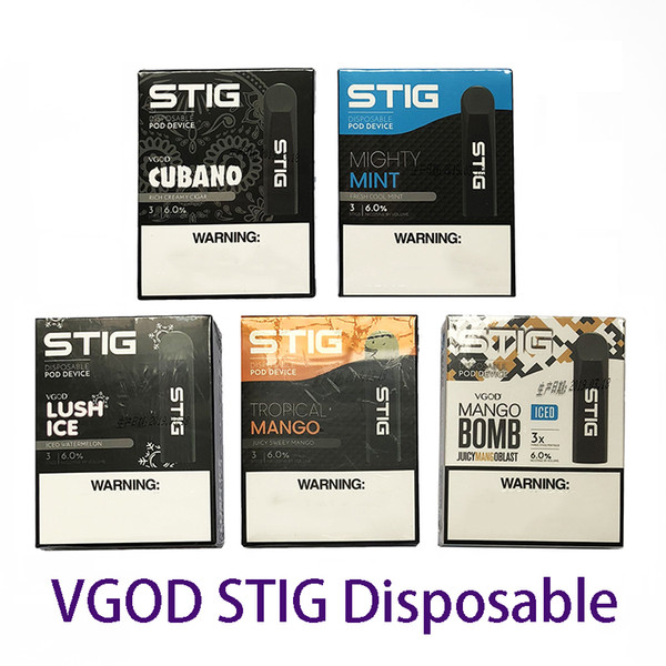 2019 VGOD STIG Disposable Pod Device 3Pcs/Pack 270mAh Battery 1.2ml Cartridge Vape Pen Kit vs smart cart battery 0268107