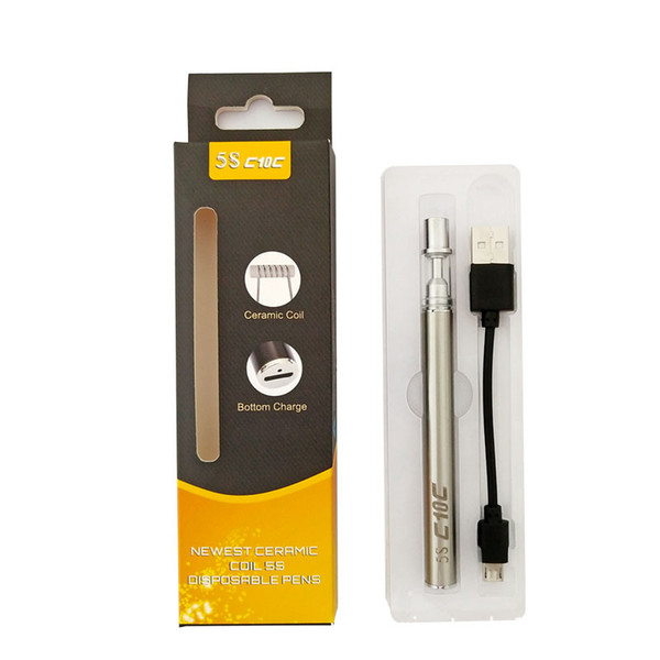 5S C10C bottom charging disposable electronic smoke, 0.3ml/0.5ml capacity 280mah ceramic atomizing core