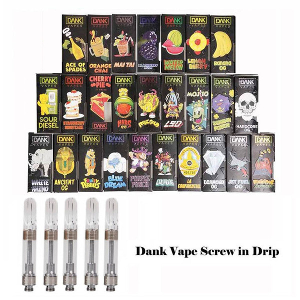 NEW PACKAGE DANK VAPES CARTRIDGE 1.0ml Ceramic Coil Tank Vape Carts for 510 Thick Oil Vaporizer Atomizer DHL Shipping