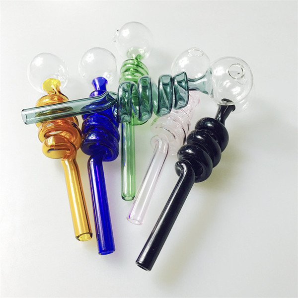 Multi-colors glass pipes Curved Glass Oil Burners Pipes 9cm length 1.5cm Diameter ball Balancer Water Pipe smoking pipes